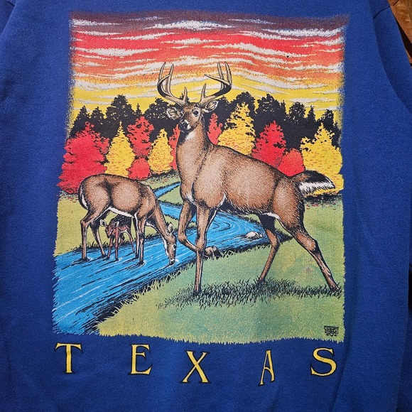 80s Delta Tag Texas Deer Crewneck Sz L - Picture 2 of 3